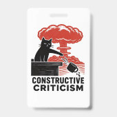 Badge Critique constructive de chat drôle Linogravure Me (Avant)
