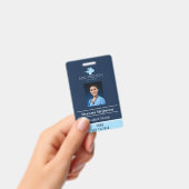 Badge CRNA Student Nurse Praticien Blue QR Code Photo (Handheld)