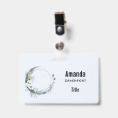 Badge Croissant de Lune Bleu avec Fleurs Blanches (Avant avec clip)