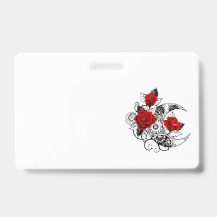 Badge Croissant mécanique avec roses rouges