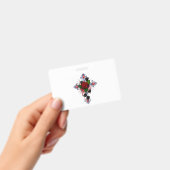 Badge Croix d'argent avec une rose rouge (Manuel / portable)