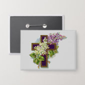 Badge Croix Violette Et Fleurs (Recto/Verso)