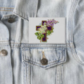 Badge Croix Violette Et Fleurs (Insitu)