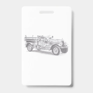 Badge croquis au crayon de vieux camion de pompiers dess