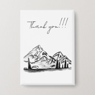Badge croquis en noir et blanc de montagnes
