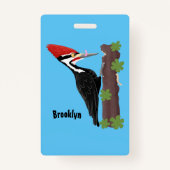 Badge Cue drôle Pileated woodpecker dessin d'illustratio (Dos)