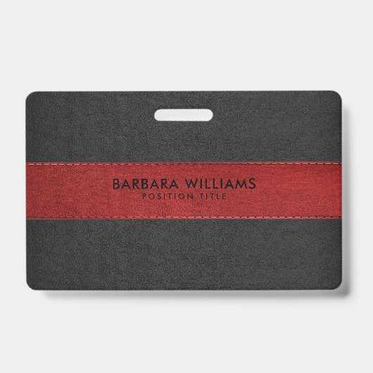 Badge Cuir noir et rouge Faux (Avant)