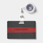 Badge Cuir noir et rouge Faux (Avant avec rétractable)