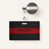 Badge Cuir noir et rouge Faux (Back with Retractable)