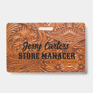 Badge Cuir Outils Country Western Rustique Cowboy