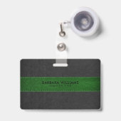 Badge Cuir synthétique noir et vert (Avant avec rétractable)