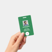 Badge Cuir Vert & Photo de l'employé & Logo, Code-barres (Manuel / portable)