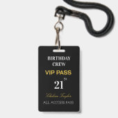 Badge Custom All Access 21st Any Age VIP d'anniversaire (Avant avec lanière)