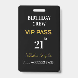 Badge Custom All Access 21st Any Age VIP d'anniversaire