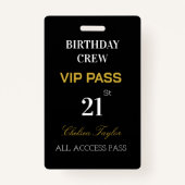 Badge Custom All Access 21st Any Age VIP d'anniversaire (Devant)