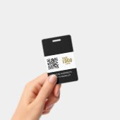 Badge Custom Black Company Logo Name Title Bar Code (Handheld)