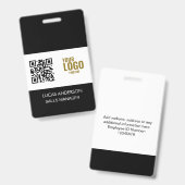 Badge Custom Black Company Logo Name Title Bar Code (Front & Back)