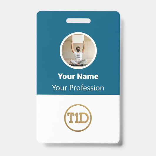 Badge Custom Blue Employee Photo, Bar Code, Logo, Name B (Avant)