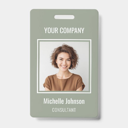 Badge Custom Business Basic Simple Employee Name Photo (Avant)