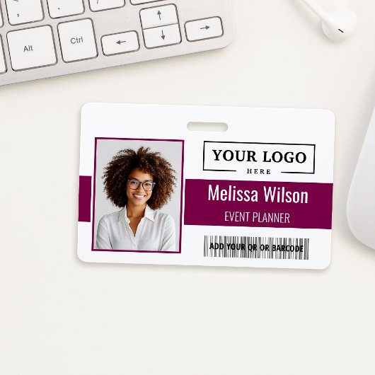 Badge Custom Business Logo Barcode QR Code Employee