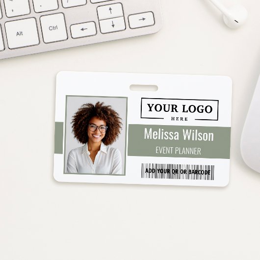 Badge Custom Business Logo Barcode QR Code Employee