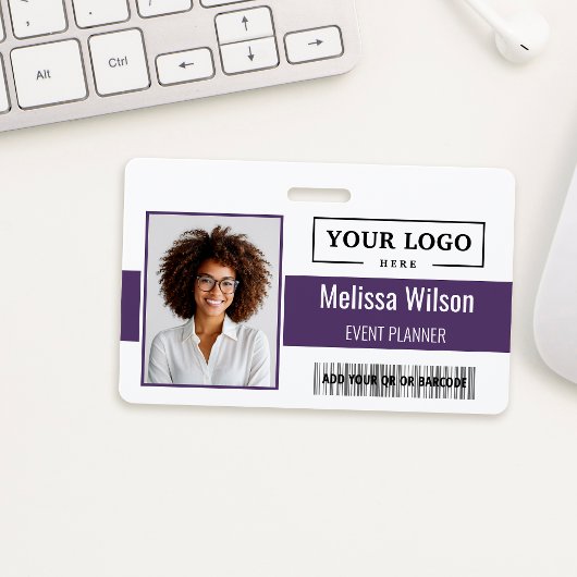 Badge Custom Business Logo Barcode QR Code Employee
