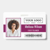 Badge Custom Business Logo Barcode QR Code Employee (Front)