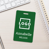 Badge Custom Business Logo Basic Employee Name Green