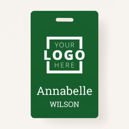 Badge Custom Business Logo Basic Employee Name Green (Devant)