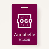 Badge Custom Business Logo Employee Name Deep Magenta (Devant)