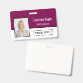 Badge Custom Business Logo Employee Photo (Recto et verso)