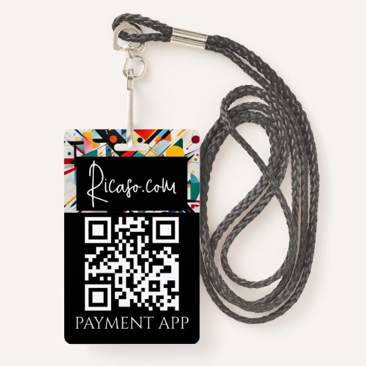 Badge Custom Business Personalized Payment QR codes (Devant avec lanière)