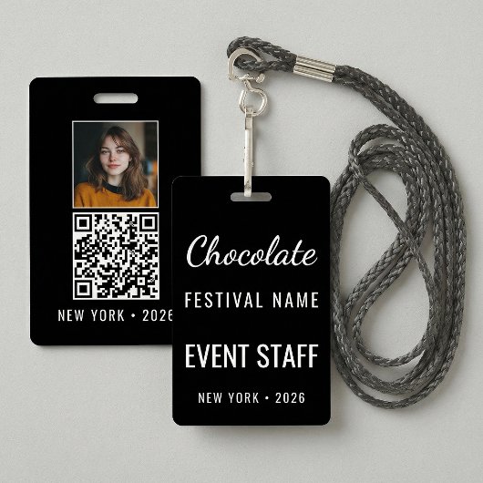 Badge Custom Chocolate Festival Photo QR Code Staff