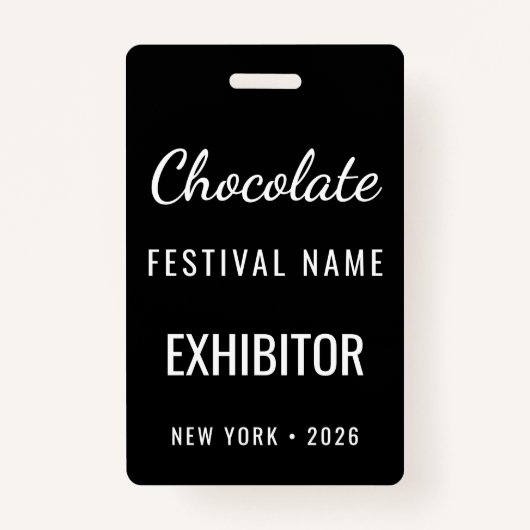 Badge Custom Chocolate Festival QR Code Exibitor ID (Devant)