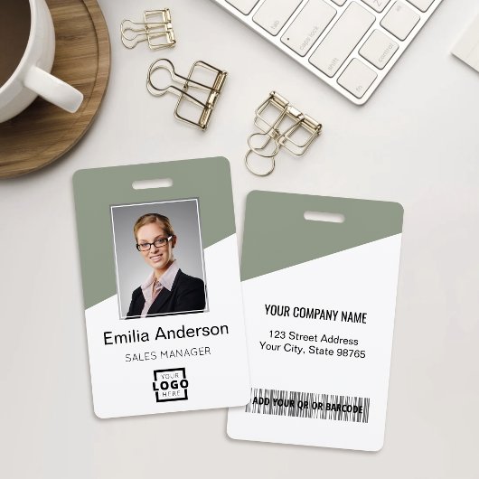 Badge Custom Company Logo Bar Code Employee Photo Sage