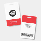 Badge Custom Company Logo Name Title Bar Code (Recto et verso)