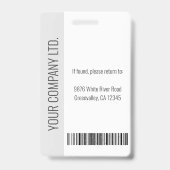 Badge Custom Employee Photo, Bar Code, Logo, Name Grey (Arrière)