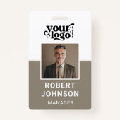 Badge Custom Employee Photo Company Logo Modern Name  (Devant)