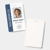 Badge Custom Employee Photo, Logo, Name Blue (Front & Back)