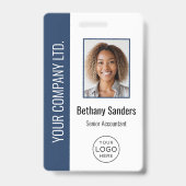 Badge Custom Employee Photo, Logo, Name Blue (Front)