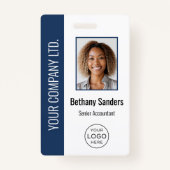 Badge Custom Employee Photo, Logo, Name Blue (Devant)