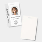 Badge Custom Employee Photo, Logo, Name Light Gray (Avant & arrière)