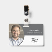 Badge Custom Employee, Photo, Name, Title, Logo, Barcode (Avant avec clip)