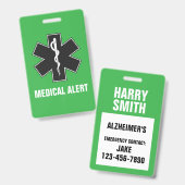 Badge Custom Medical Alert ID & Emergency Contact Card (Front & Back)