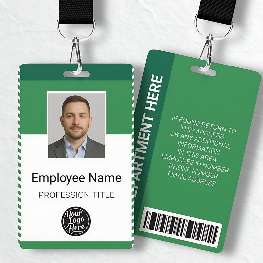 Badge Custom Modern Green Employee Identification ID
