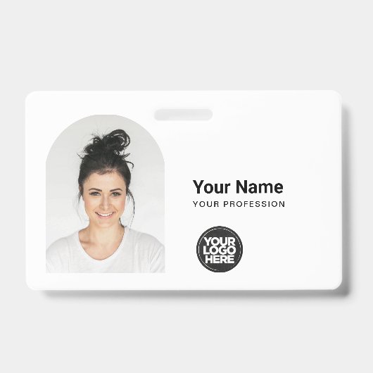 Badge Custom Modern ID Card Simple QR Arc Photo (Avant)