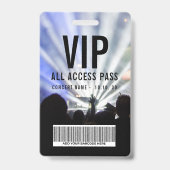Badge Custom Name Barcode VIP All Access Pass Concert (Front)