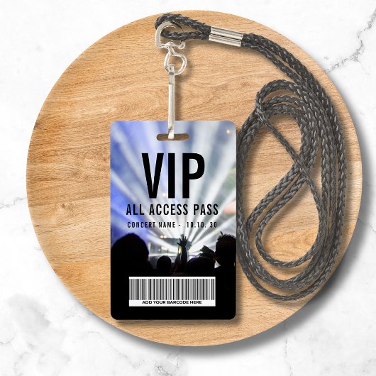 Badge Custom Name Barcode VIP All Access Pass Concert