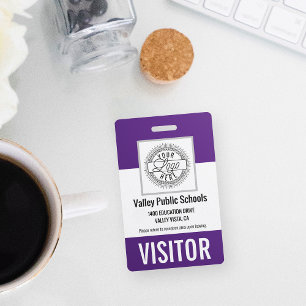 Badge Custom Name & Logo School Campus Visitor Pass ID