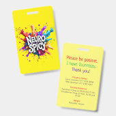 Badge Custom NEUROSPICY learning disability emergency  (Avant & arrière)
